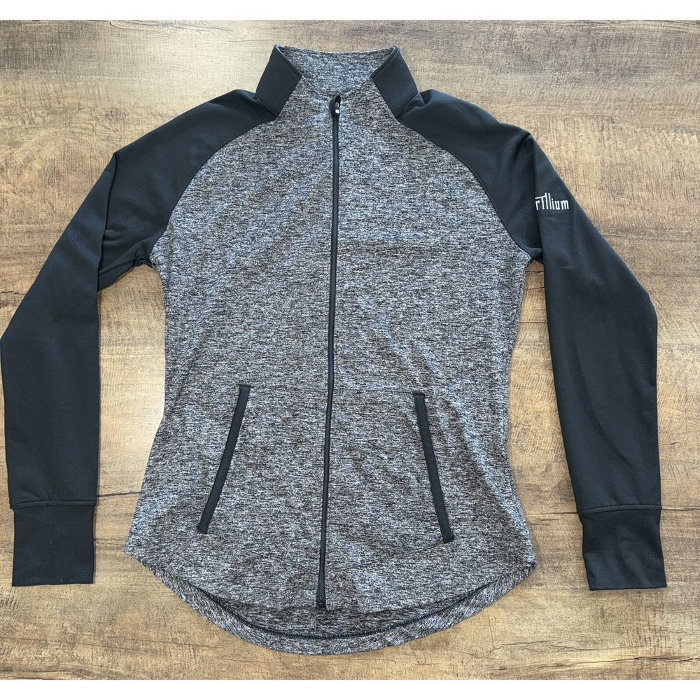 Footjoy Women's Full Zip Knit Fleece Woven‎ Golf Jacket Black/Gray Size Medium